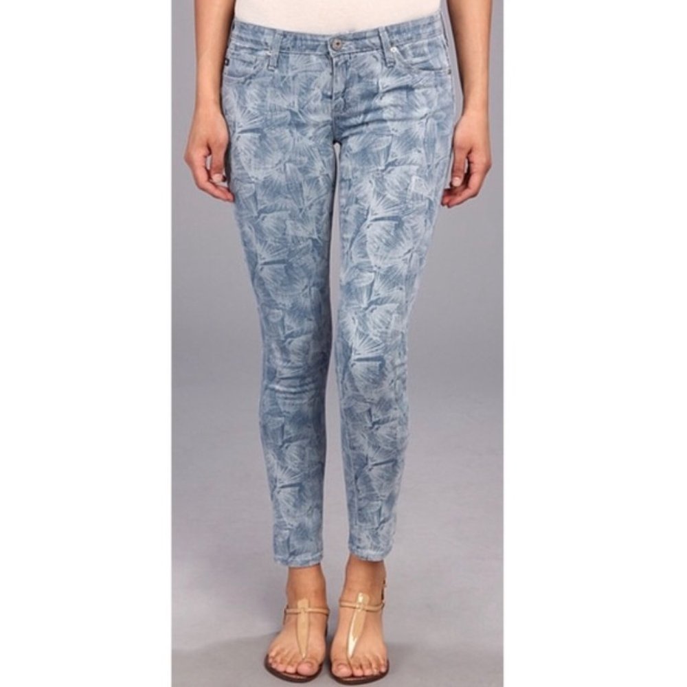 AG ADRIANO GOLDSCHMIED The Legging Ankle printed jean size 25r light blue